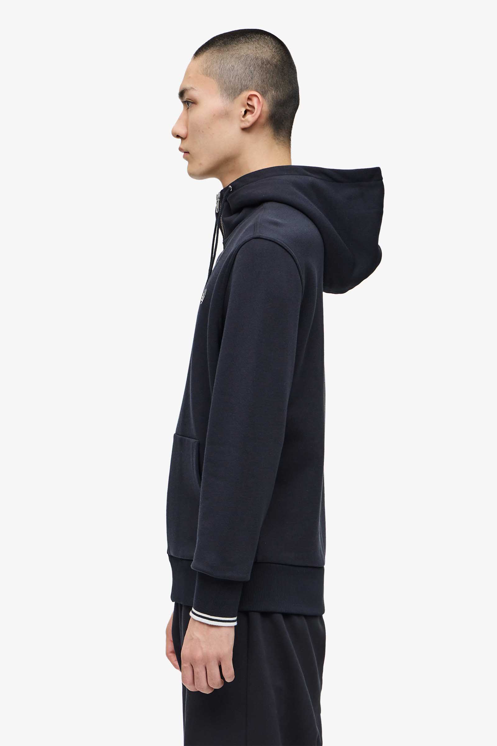 Hooded Zip Through Sweatshirt(S 198Z：BLACK): | FRED PERRY JAPAN 