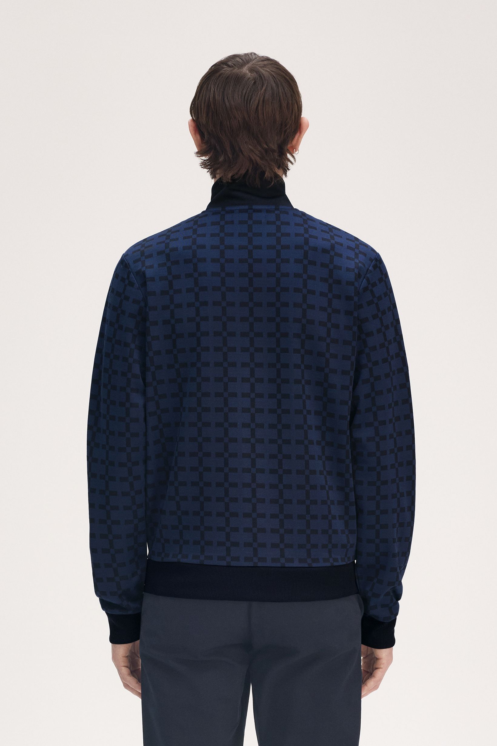 Geometric Jacquard Track Jacket(M 608：NAVY): | FRED PERRY