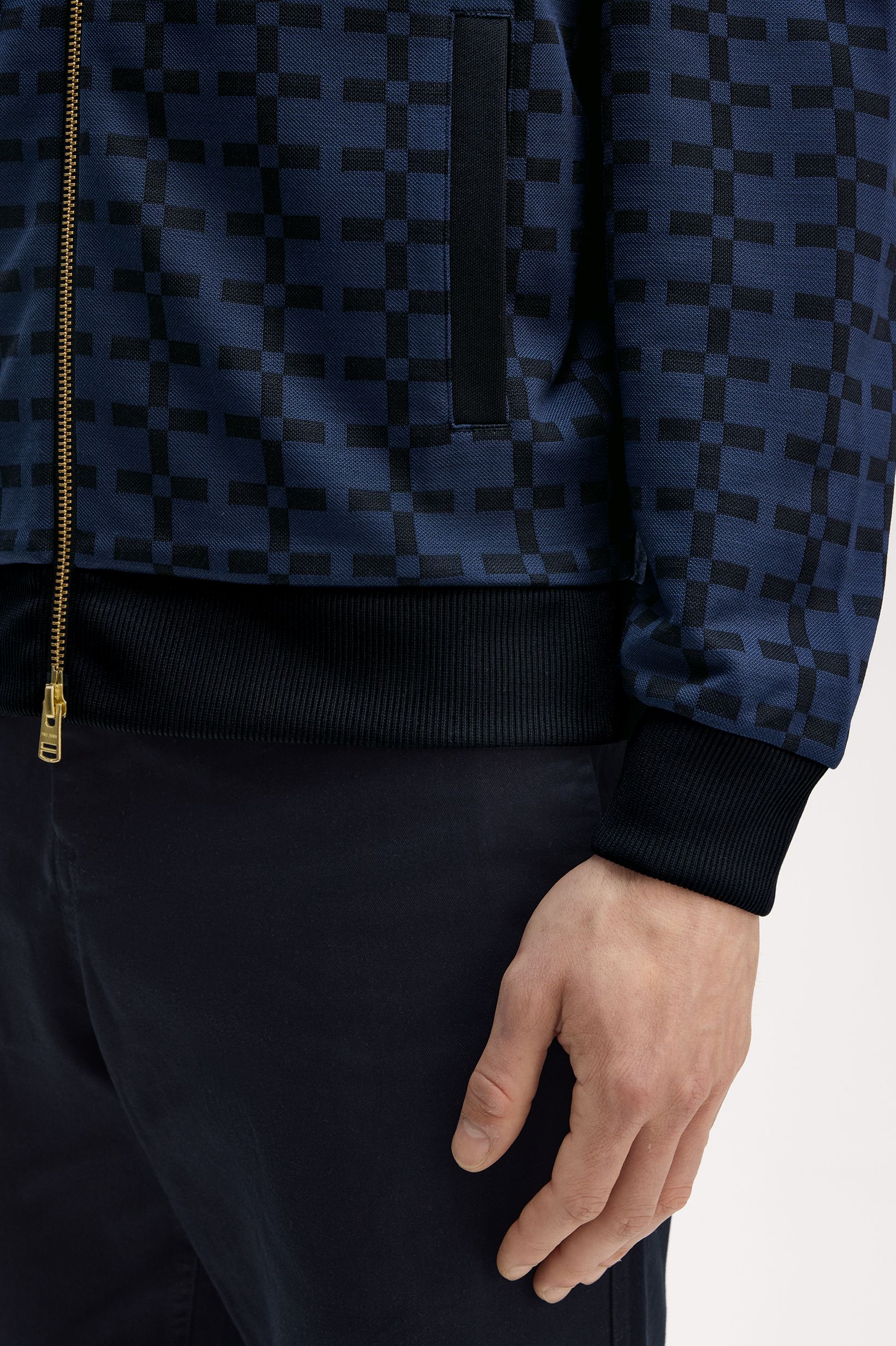 Geometric Jacquard Track Jacket(M 608：NAVY): | FRED PERRY
