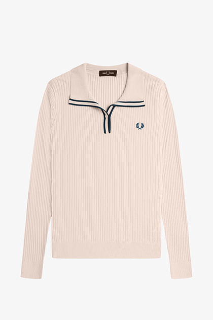 Ribbed Knitted Polo Shirt