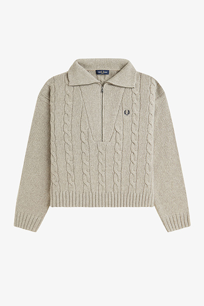 Half Zip Cable Knit Jumper
