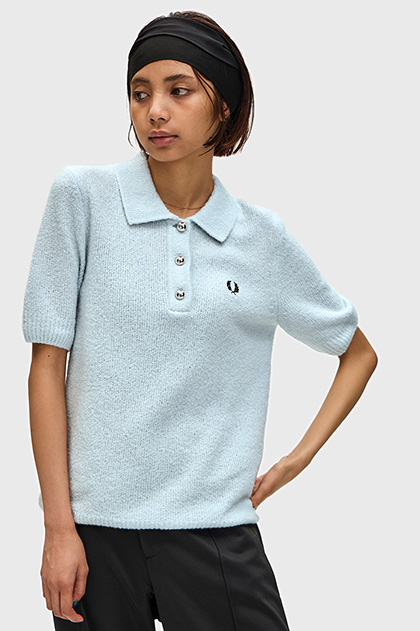 Textured Knitted Polo Shirt