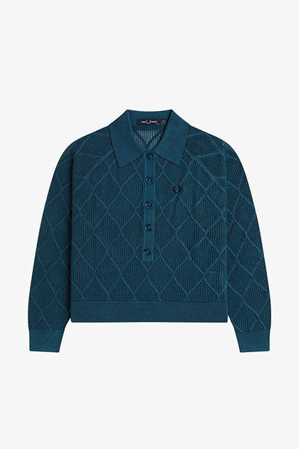 Argyle Mesh Knitted Polo Shirt
