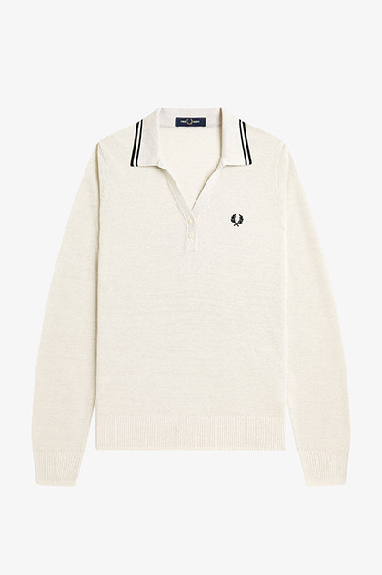 Textured Metallic Knit Polo Shirt