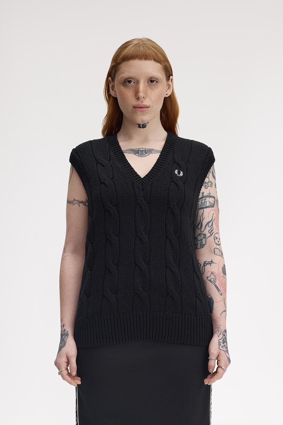 Cable Knit Vest(10 102：BLACK): | FRED PERRY JAPAN | フレッド