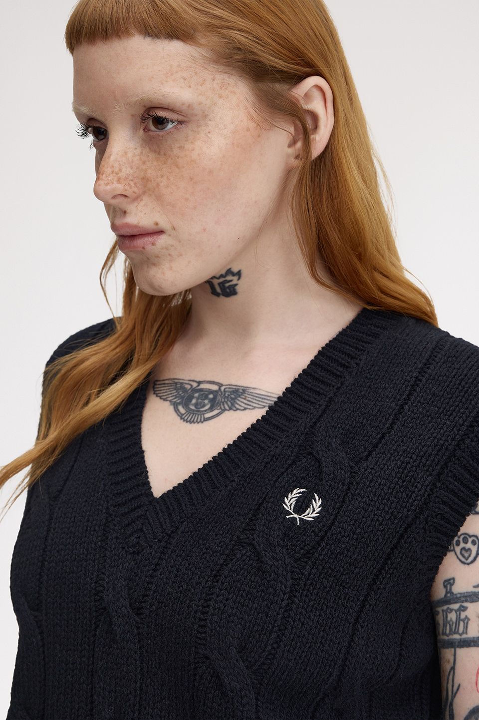 Cable Knit Vest(10 102：BLACK): | FRED PERRY JAPAN | フレッド