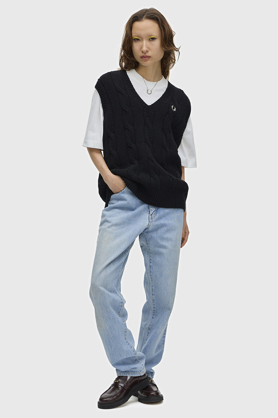 Cable Knit Vest(10 102：BLACK): | FRED PERRY JAPAN | フレッド