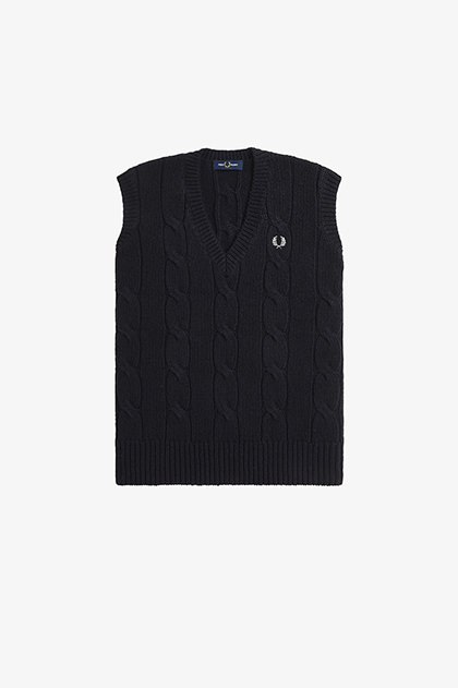 Cable Knit Vest(10 102：BLACK): | FRED PERRY JAPAN | フレッド