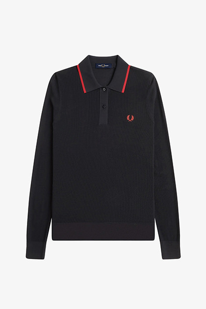 フレッドペリー ニットポロ FRED PERRY Knitted Polo Ribbed Knitted Polo Shirt(10 608：NAVY): | FRED PERRY JAPAN