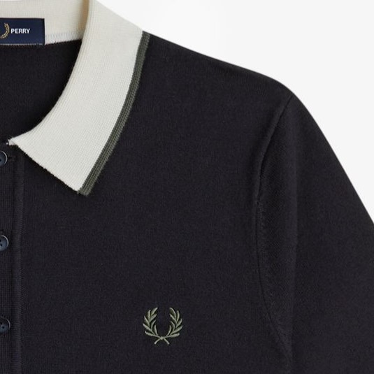 Contrast Tipped Knitted Polo Shirt(M 102：BLACK): | FRED