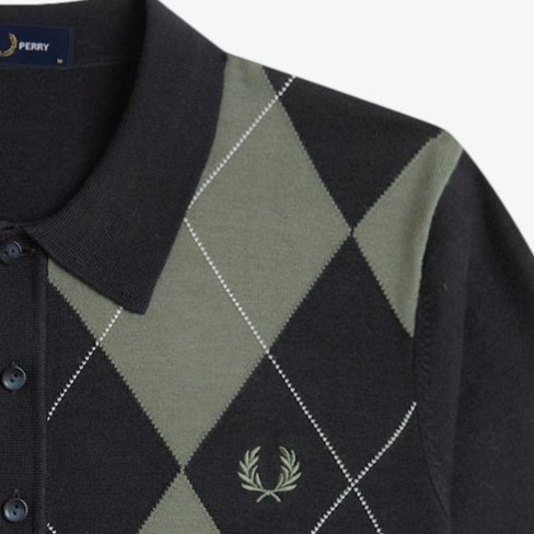 Argyle Knitted Polo Shirt(M 102：BLACK): | FRED PERRY JAPAN