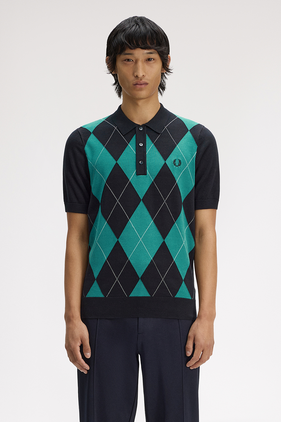 Argyle Knitted Shirt(S 184：BLACK): | FRED PERRY JAPAN | フレッド