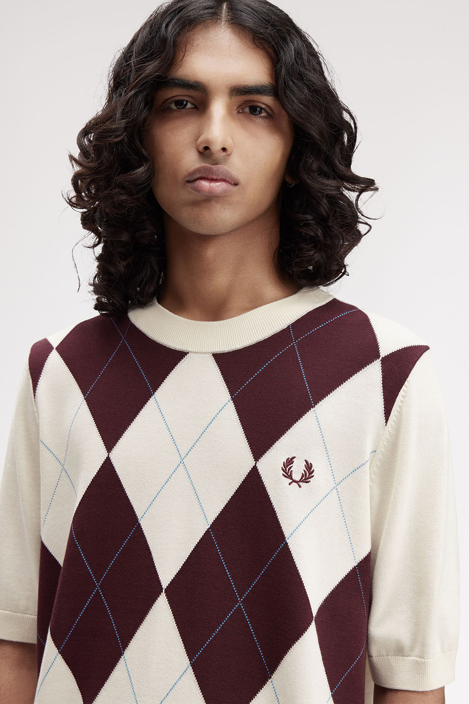 希少ユーロ古着フレッドペリースウェットニットカーディガンアースカラーフェード Argyle Knitted T-Shirt(M 560：ECRU): | FRED PERRY JAPAN