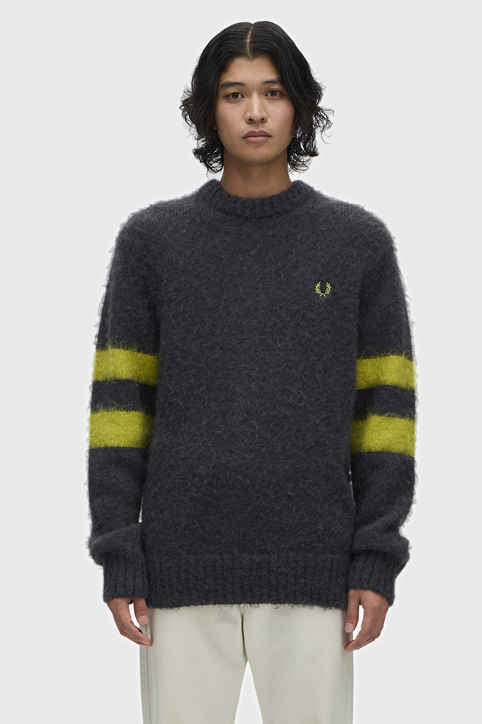 Chunky Tipped Sleeve Jumper(M 297：ANCHOR GREY): | FRED PERRY
