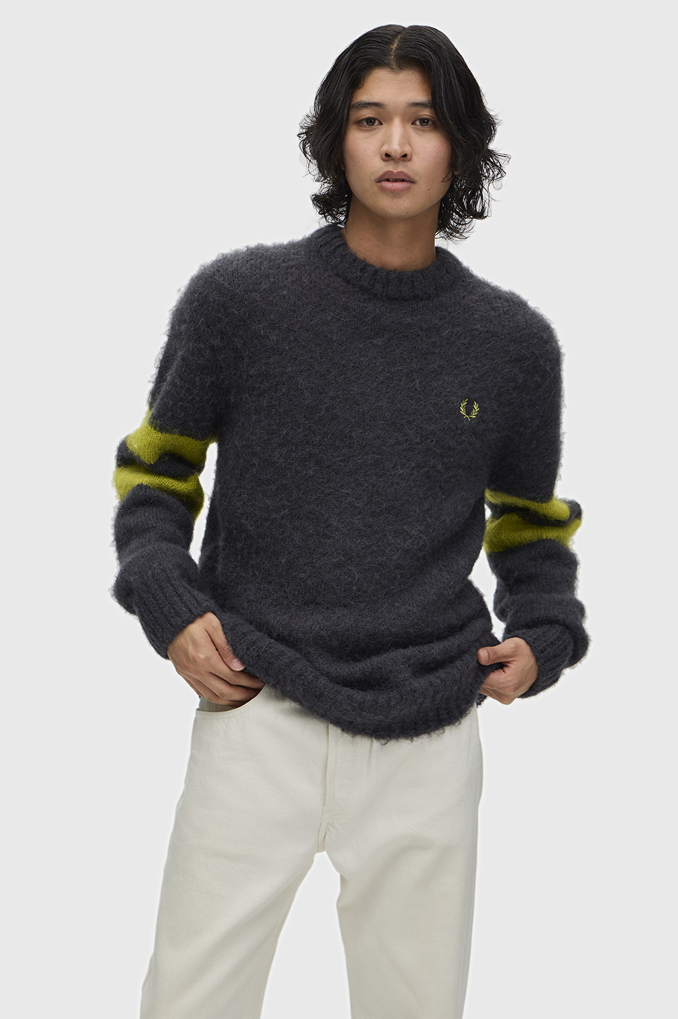 Chunky Tipped Sleeve Jumper(M 297：ANCHOR GREY): | FRED PERRY