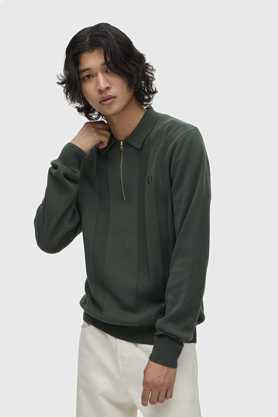 Tonal Stripe Knitted Polo Shirt