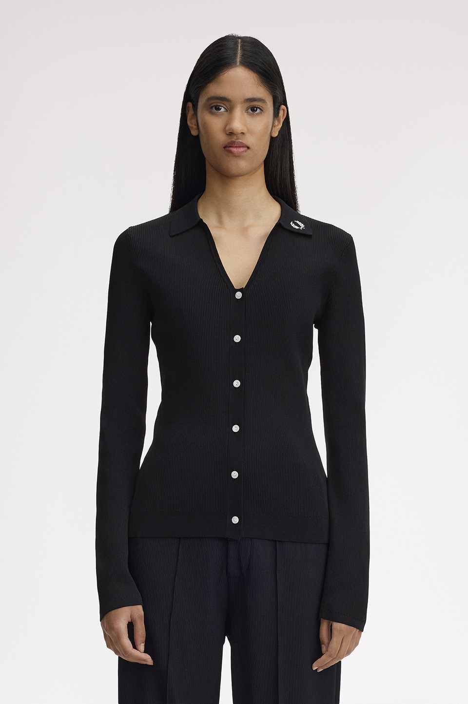 Ribbed Knitted Shirt(10 102：BLACK): | FRED PERRY JAPAN | フレッド