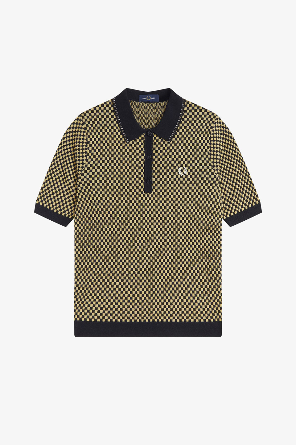 Chequerboard Knitted Shirt(10 102：BLACK): | FRED PERRY JAPAN