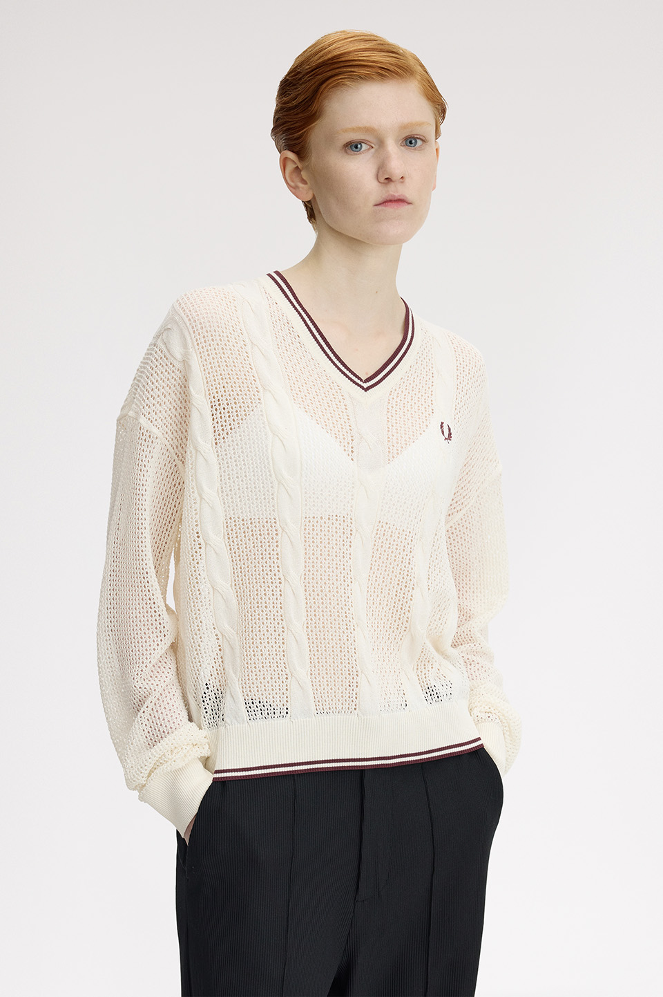 Mesh Cable Knit Jumper(10 560：ECRU): | FRED PERRY JAPAN