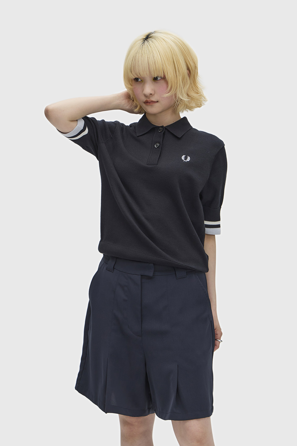 Bold Tipped Knitted Shirt(10 102：BLACK): | FRED PERRY JAPAN