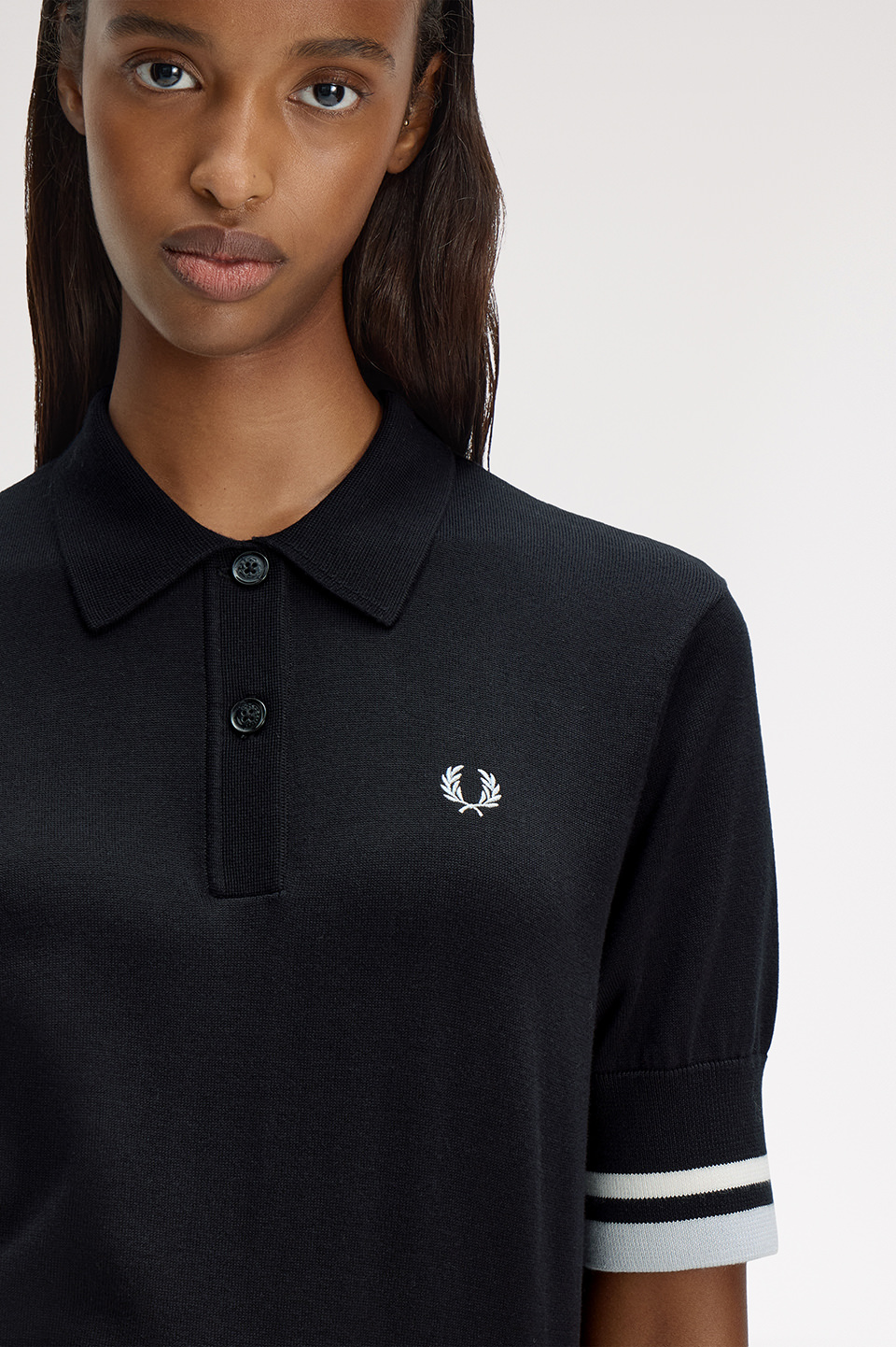Bold Tipped Knitted Shirt(10 102：BLACK): | FRED PERRY JAPAN