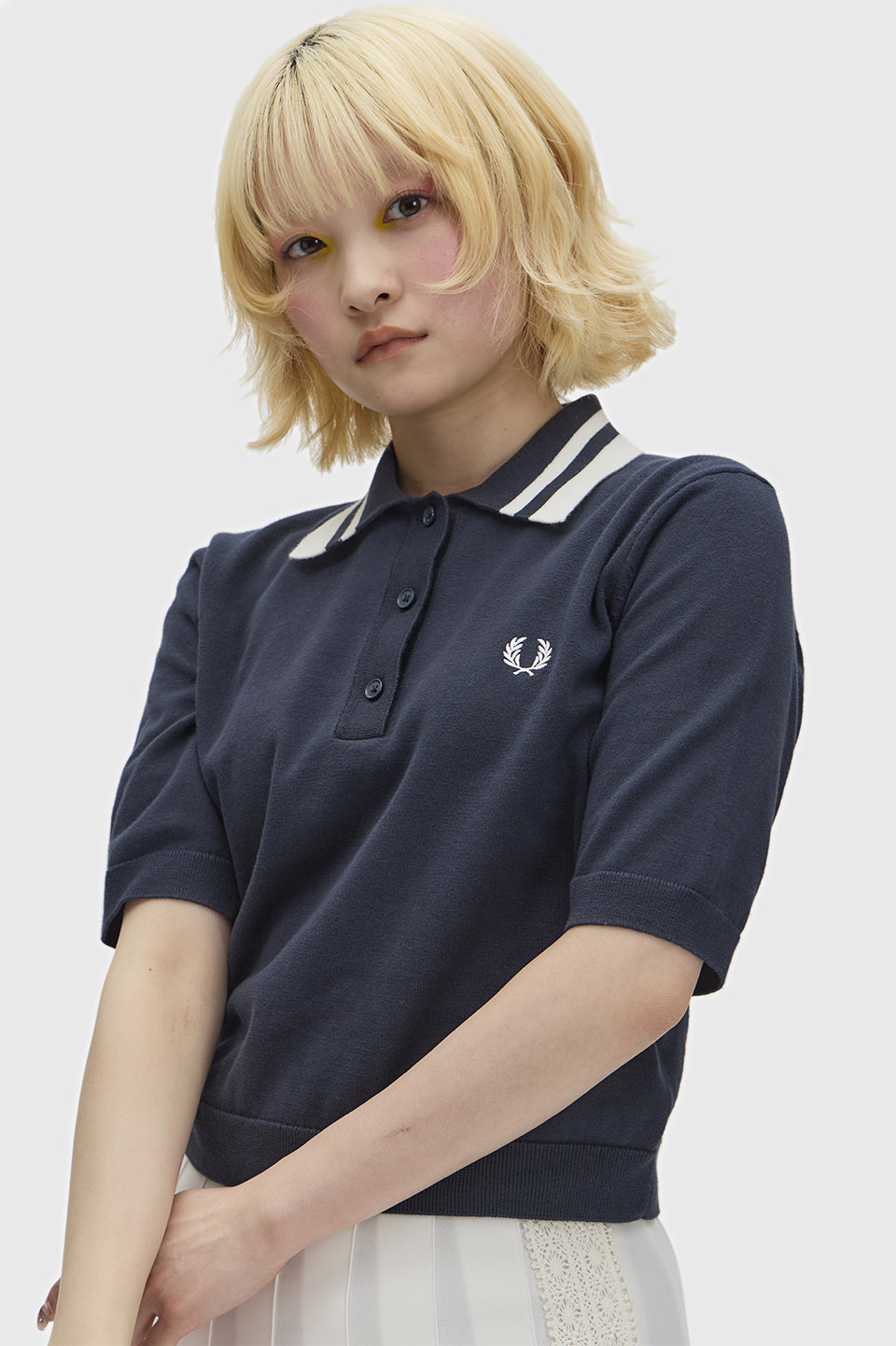 Bold Twin Tipped Knitted Shirt(10 608：NAVY): | FRED PERRY JAPAN