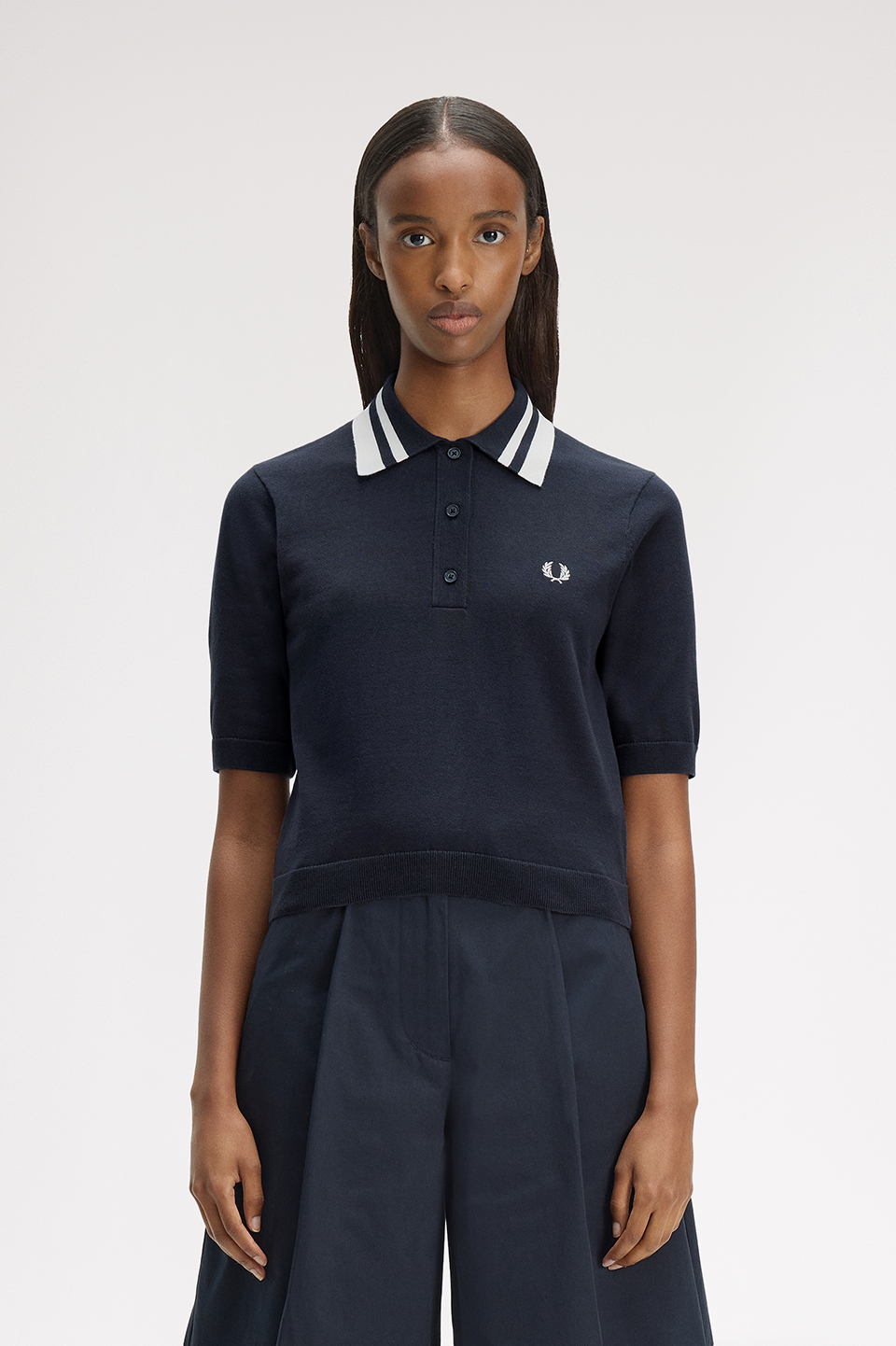 Bold Twin Tipped Knitted Shirt(10 608：NAVY): | FRED PERRY JAPAN