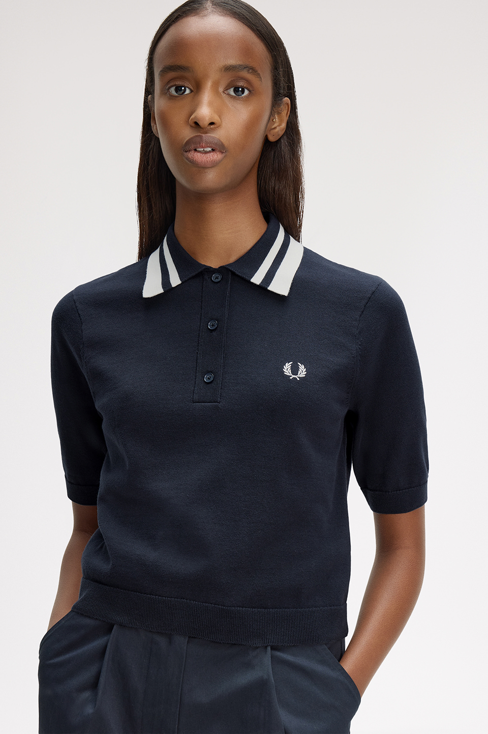 Bold Twin Tipped Knitted Shirt(10 608：NAVY): | FRED PERRY JAPAN