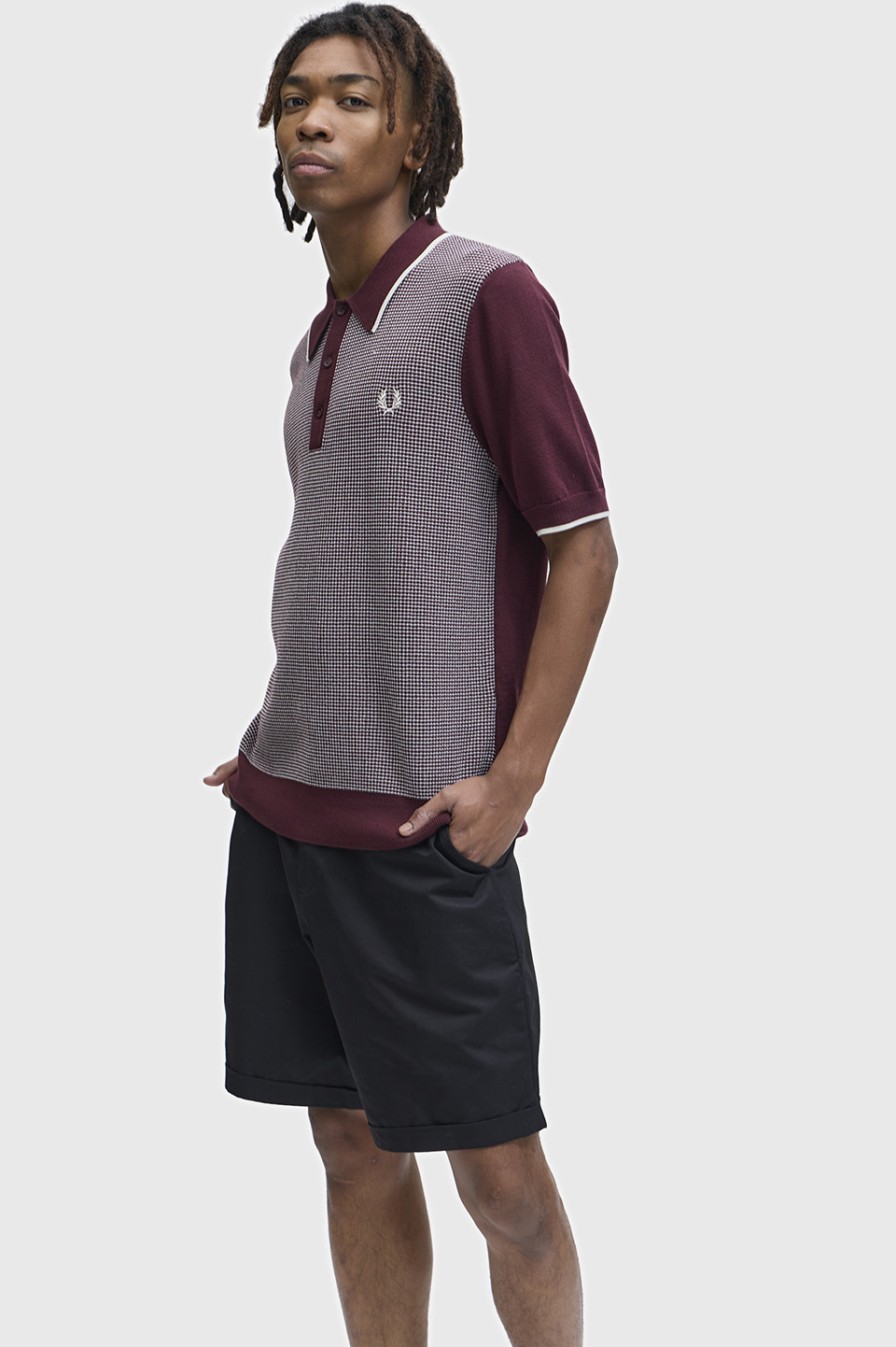 Tonic Waffle Knitted Shirt(S 597：OX BLOOD / ECRU): | FRED PERRY