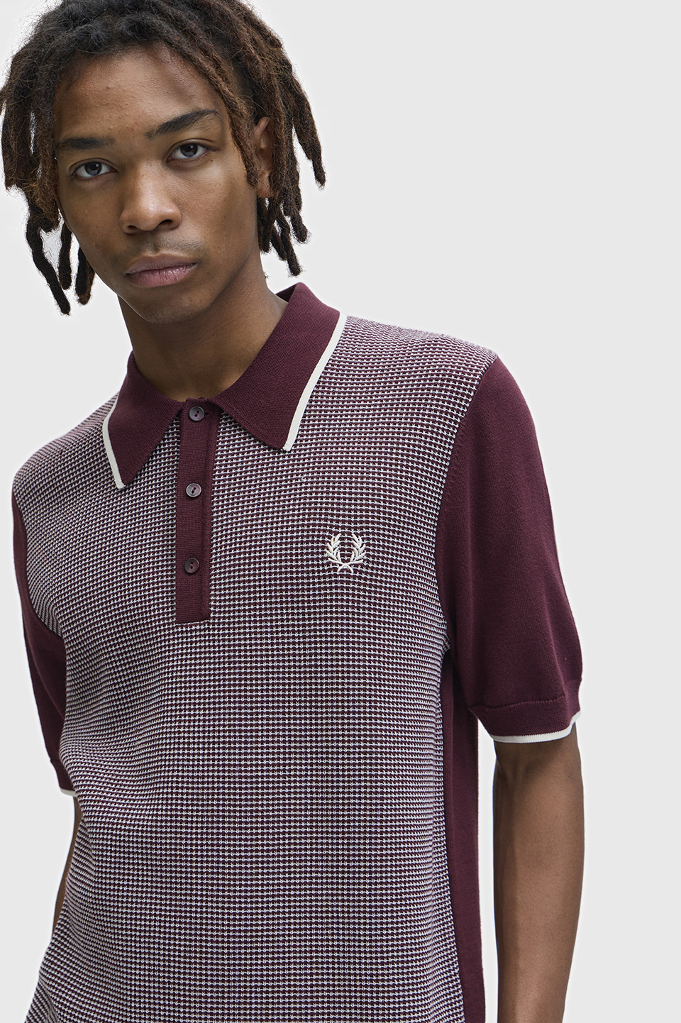 Tonic Waffle Knitted Shirt(S 597：OX BLOOD / ECRU): | FRED PERRY