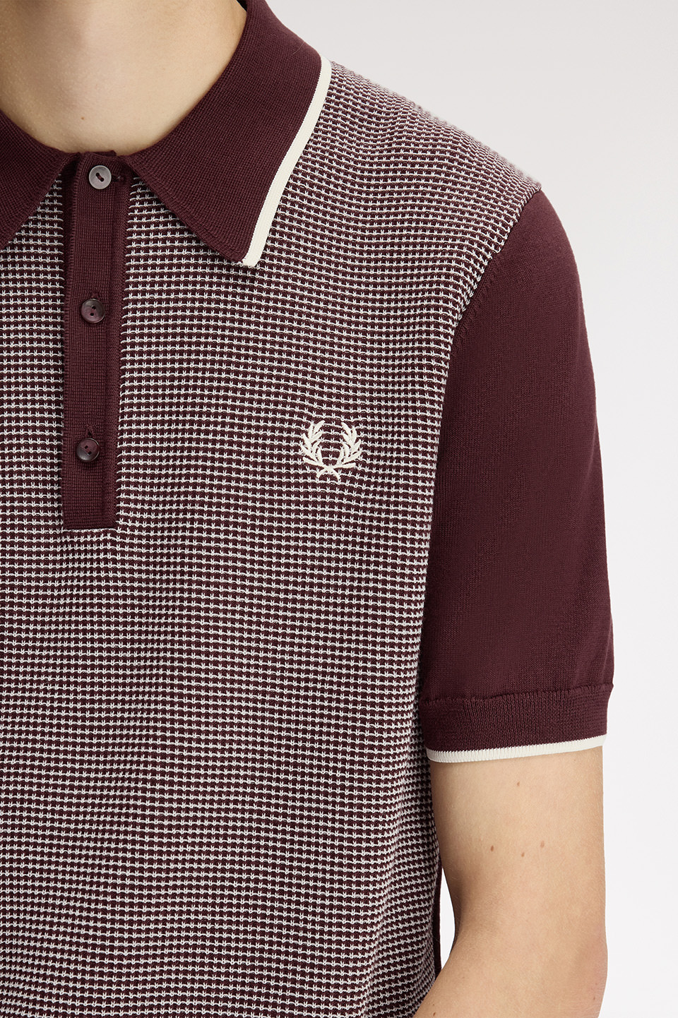 Tonic Waffle Knitted Shirt(S 597：OX BLOOD / ECRU): | FRED PERRY