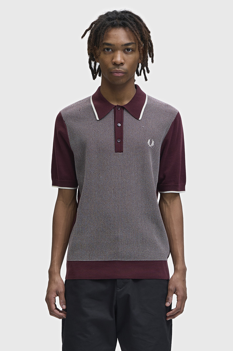 Tonic Waffle Knitted Shirt(S 597：OX BLOOD / ECRU): | FRED PERRY