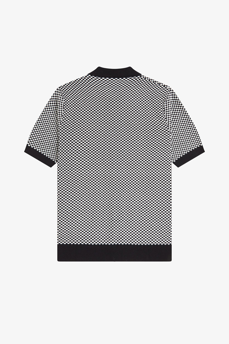 Chequerboard Button Through Shirt(S 102：BLACK): | FRED PERRY