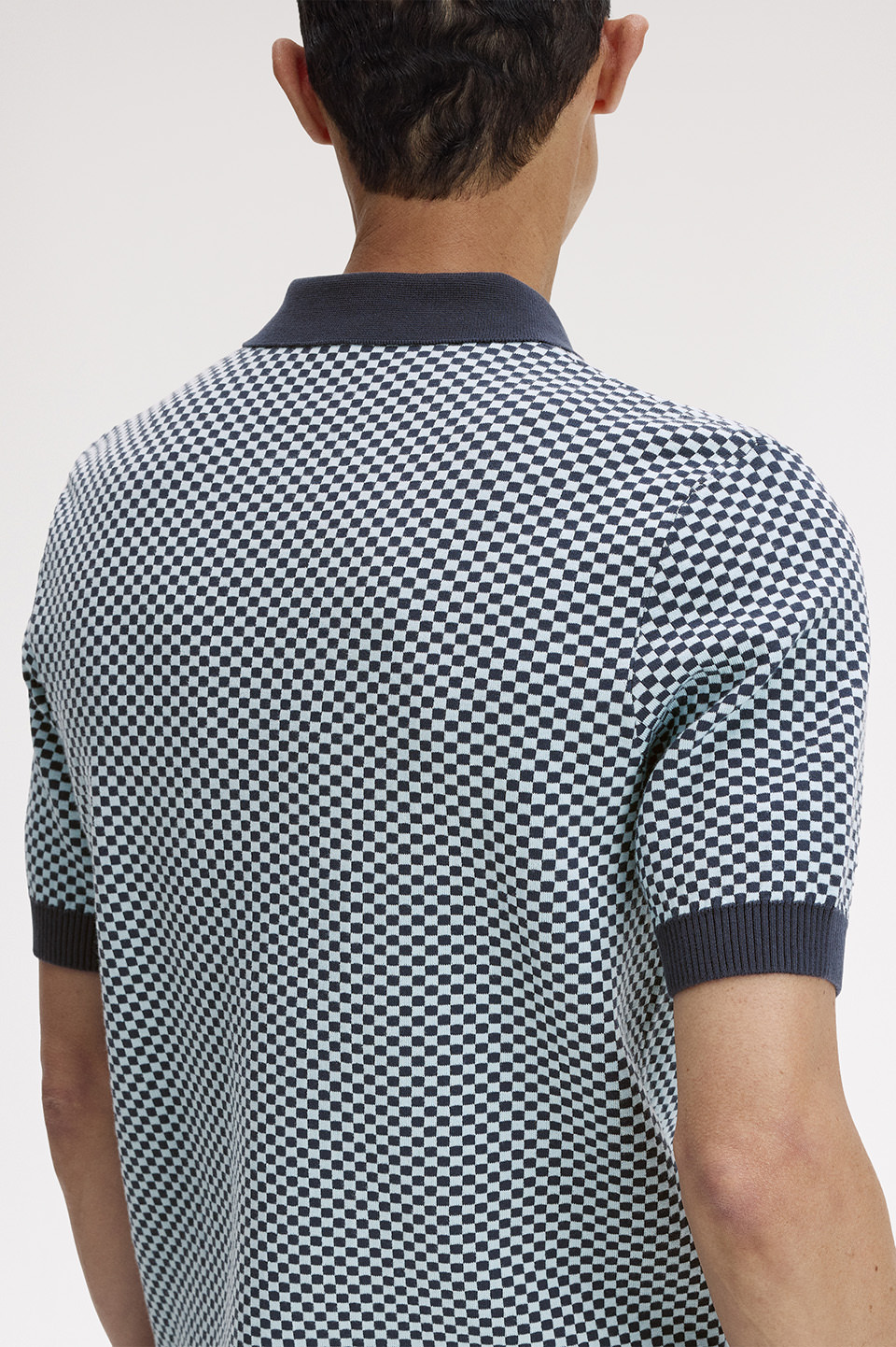 Chequerboard Knitted Shirt(S 738：DARK AIRFORCE): | FRED PERRY