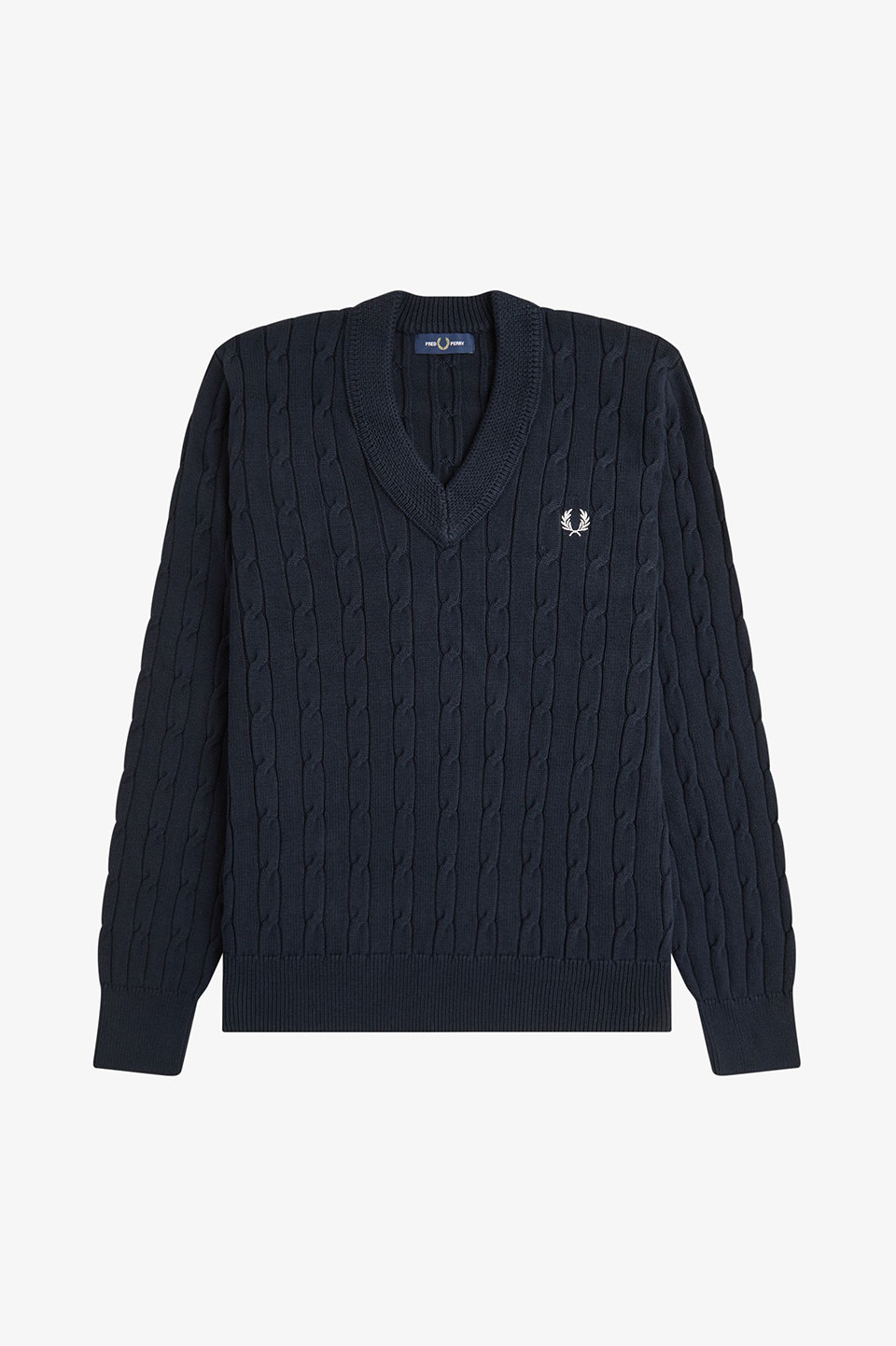 Cable Knit V-Neck Jumper(S 608：NAVY): | FRED PERRY JAPAN