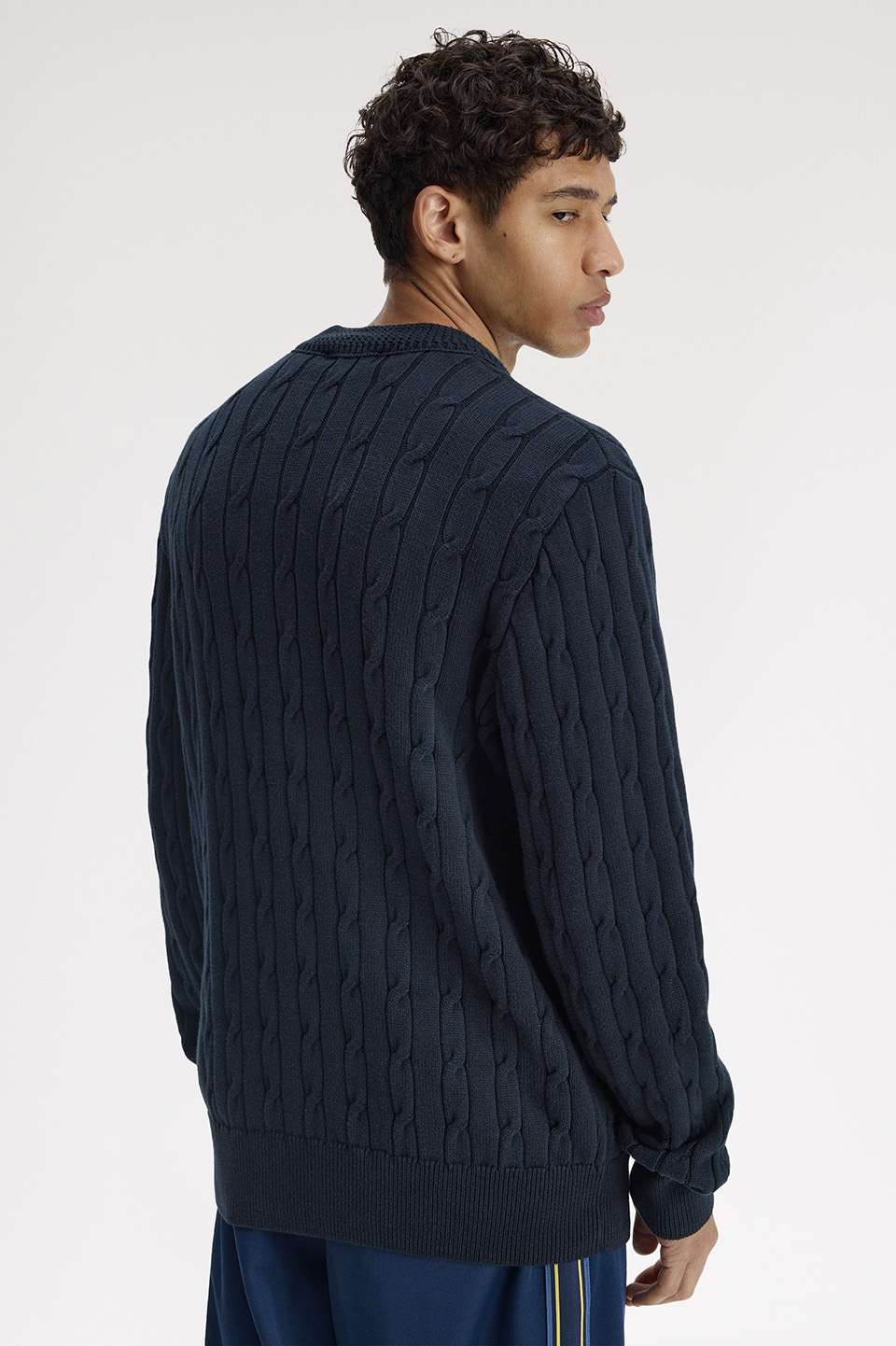 Cable Knit V-Neck Jumper(S 608：NAVY): | FRED PERRY JAPAN