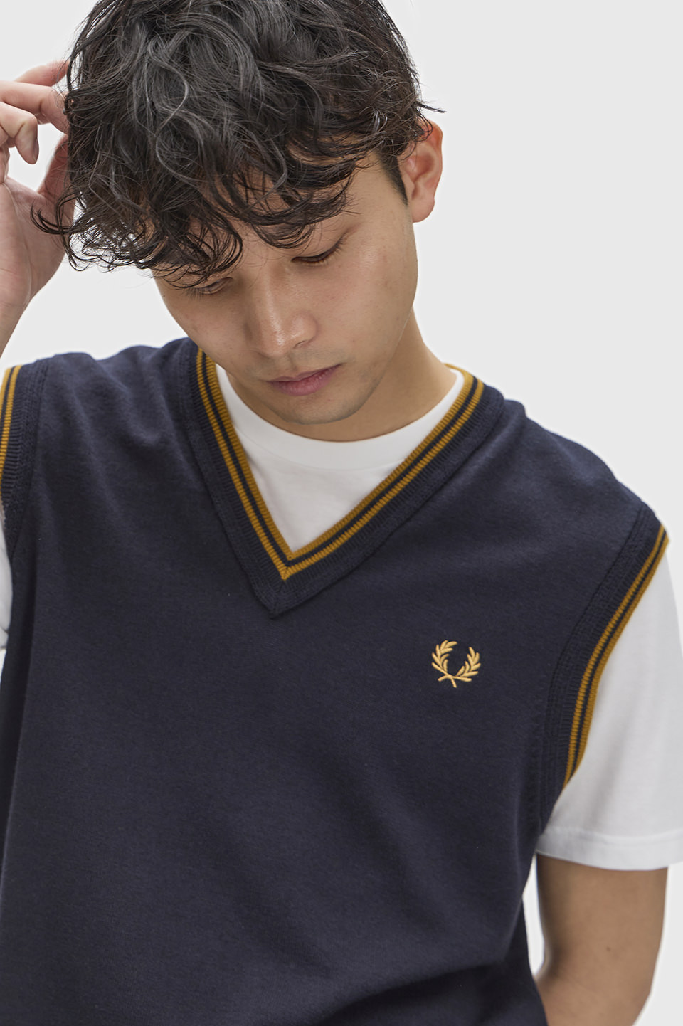 Tipped V-Neck Tank(S 608：NAVY): | FRED PERRY JAPAN | フレッド