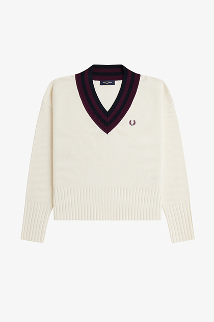 Bold Tipped V-Neck Jumper(10 560：ECRU): | FRED PERRY JAPAN