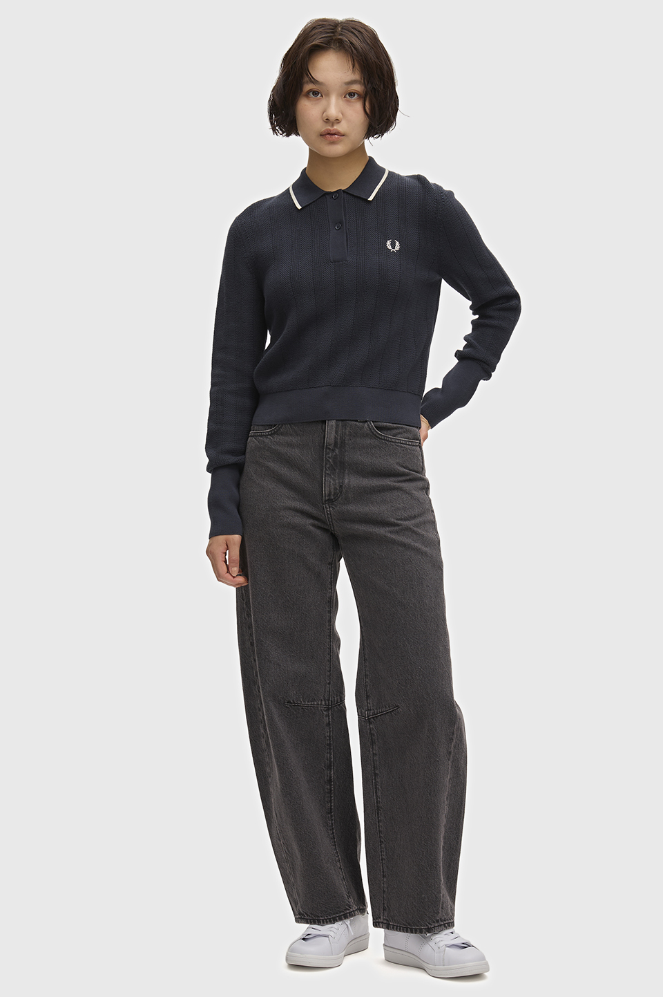 Textured Knitted Shirt(10 608：NAVY): | FRED PERRY JAPAN