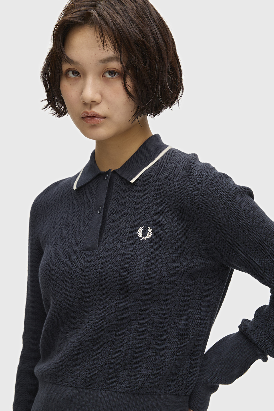 Textured Knitted Shirt(10 608：NAVY): | FRED PERRY JAPAN