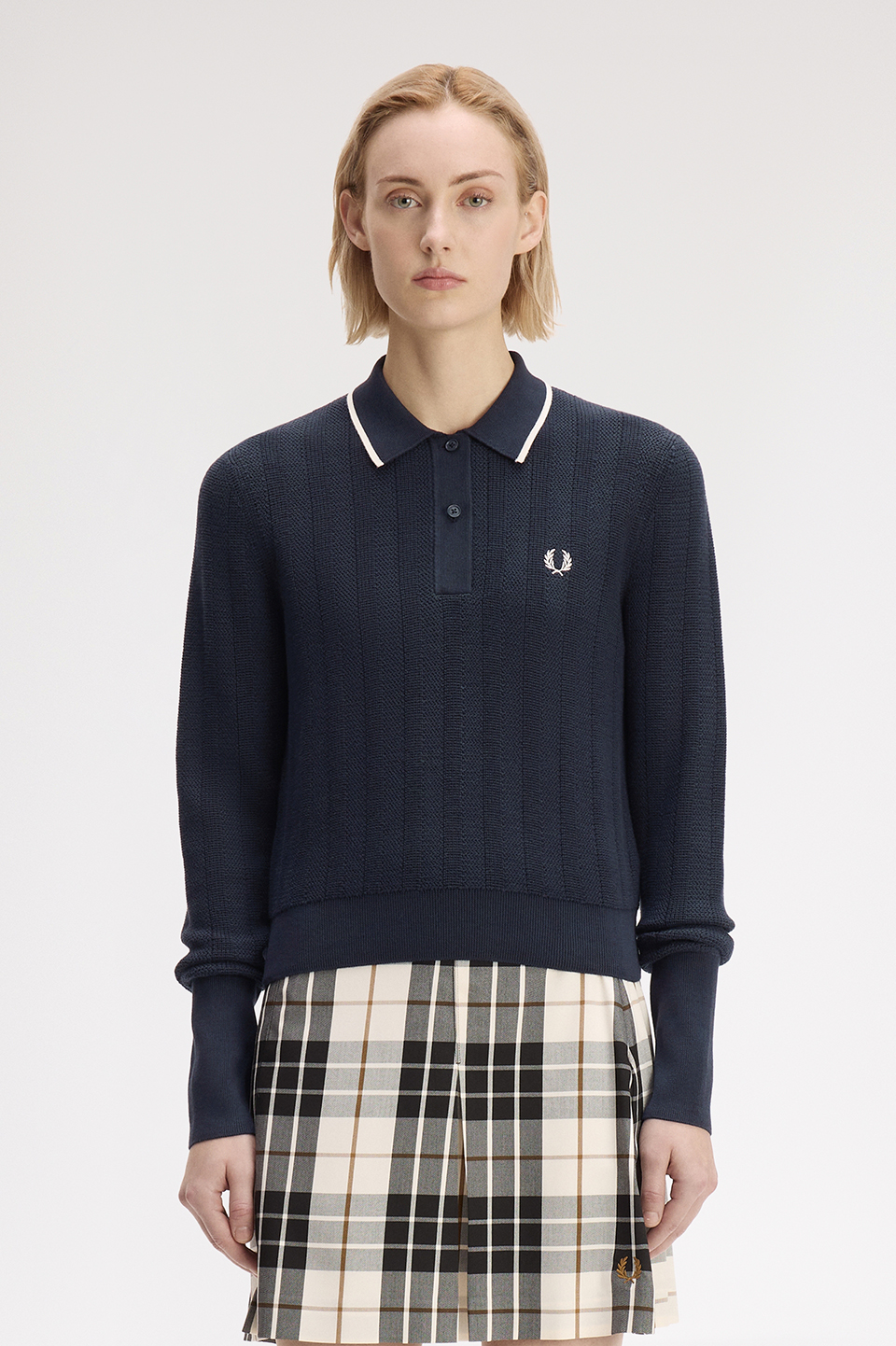 Textured Knitted Shirt(10 608：NAVY): | FRED PERRY JAPAN