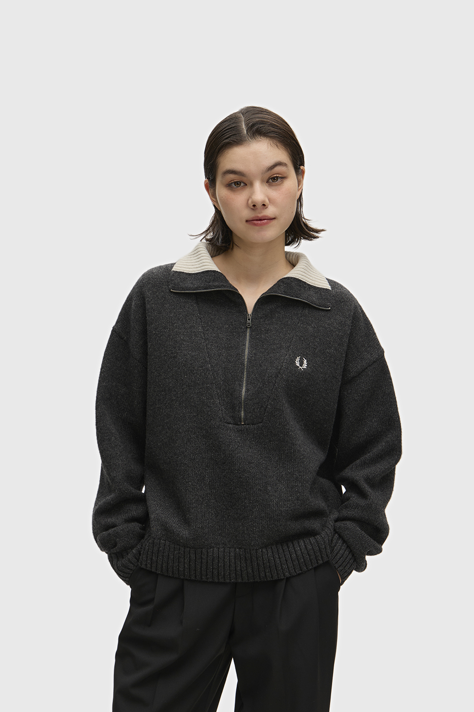 Half-Zip Jumper(10 948：CHARCOAL MARL): | FRED PERRY JAPAN