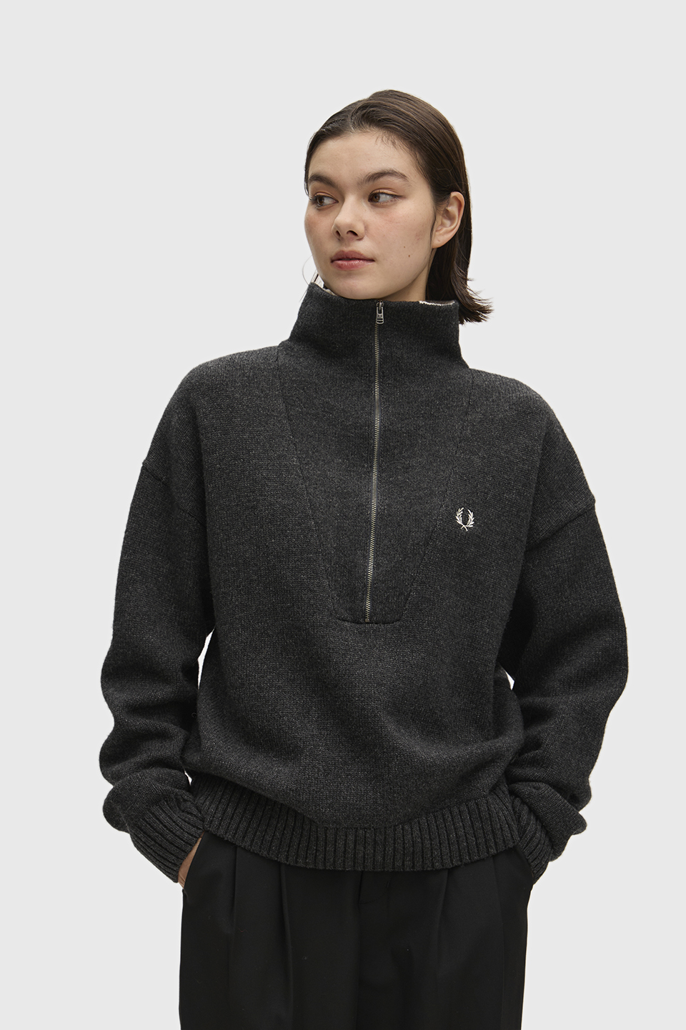 Half-Zip Jumper(10 948：CHARCOAL MARL): | FRED PERRY JAPAN