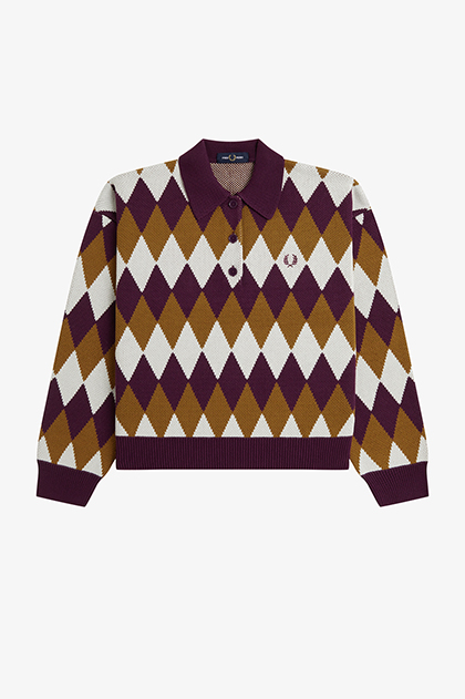 Diamond Jacquard Knitted Shirt(10 37C：PLUM): | FRED PERRY JAPAN