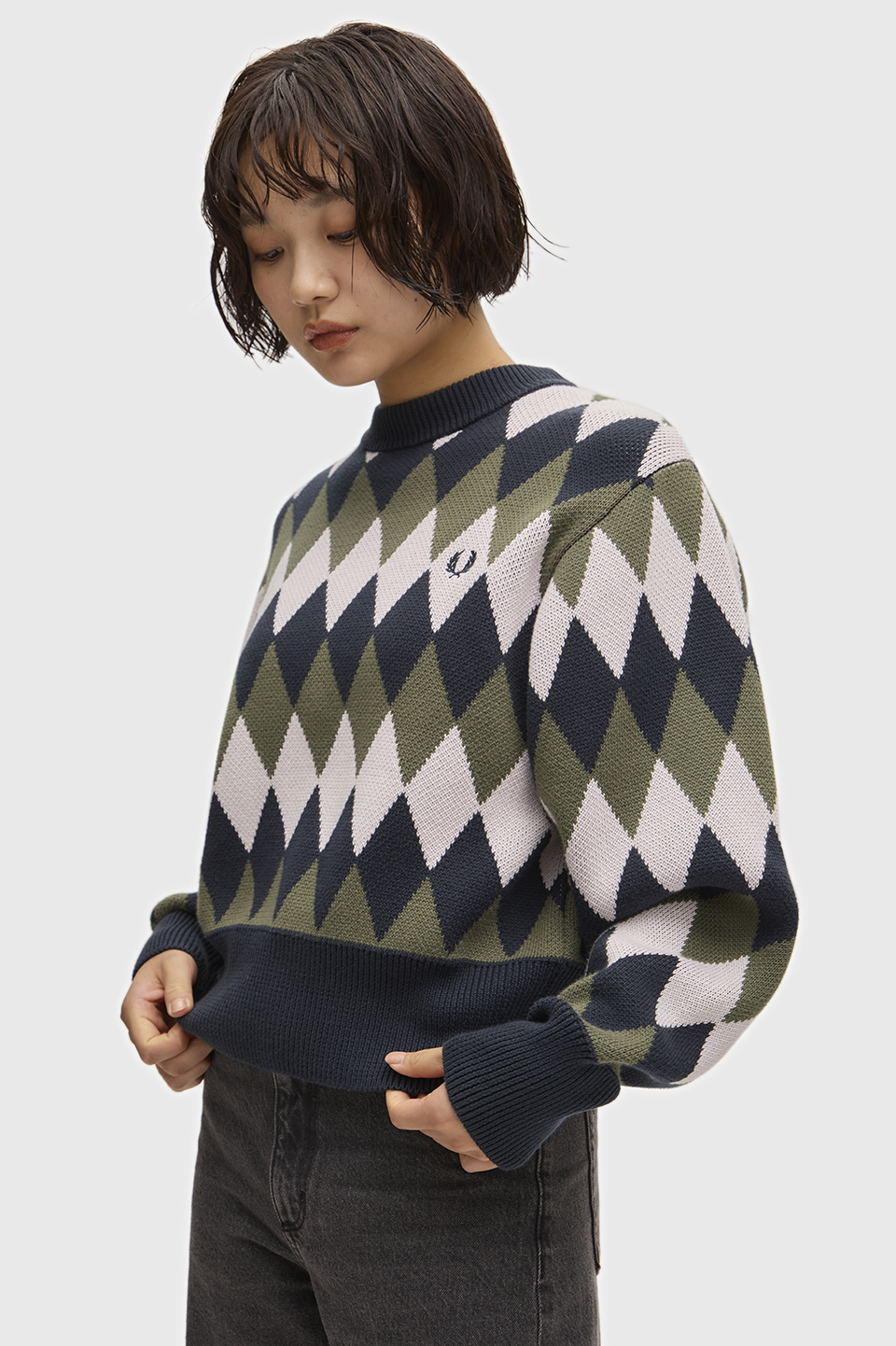 Diamond Jacquard Jumper(10 608：NAVY): | FRED PERRY JAPAN