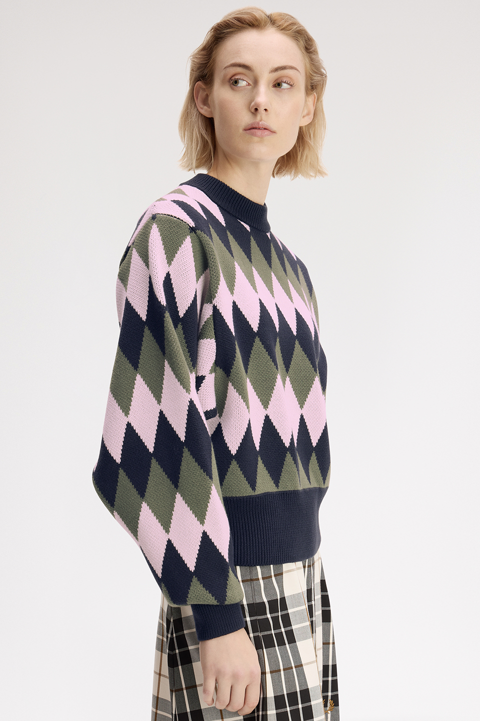Diamond Jacquard Jumper(10 608：NAVY): | FRED PERRY JAPAN