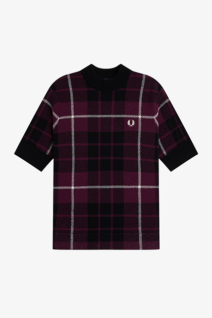 Boucle Tartan Knitted T-Shirt