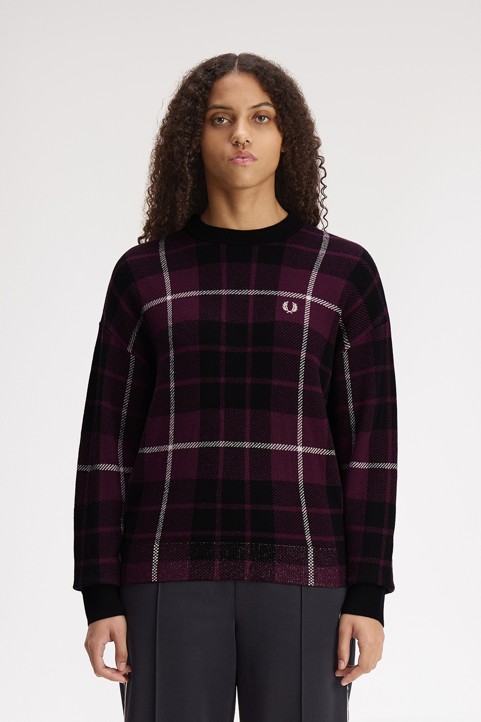 Boucle Tartan Jumper(10 37C：PLUM): | FRED PERRY JAPAN | フレッド