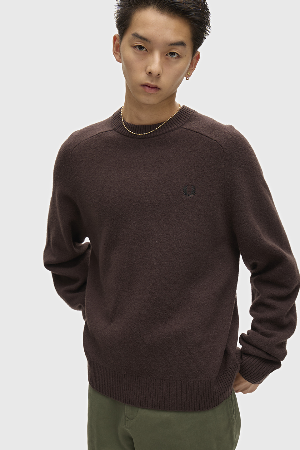 Saddle Sleeve Jumper(S 33C：RICH BROWN): | FRED PERRY JAPAN