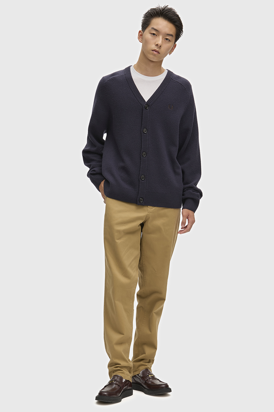Saddle Sleeve Cardigan(S 608：NAVY): | FRED PERRY JAPAN | フレッド